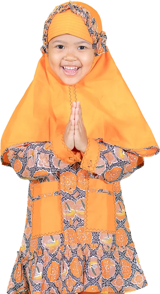Siswi KB-TK IT Al Ibrah mengenakan busana muslim berwarna oranye